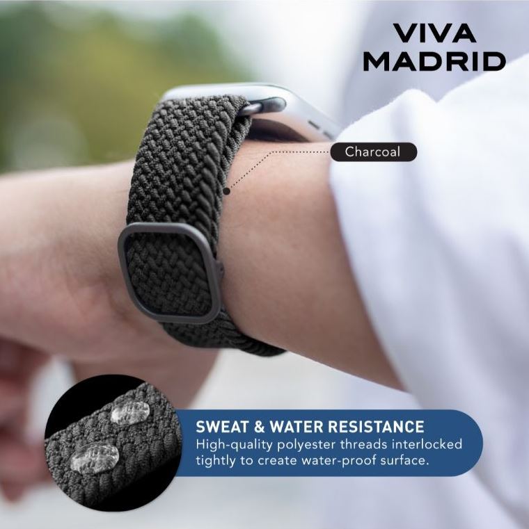 Viva Madrid Crisben Watch Strap, Replacement Bracelet Wrist Strap Wristband Compatible for Apple Watch 42/44mm - Black