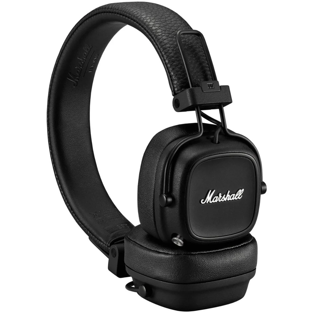 Marshall Major IV On-Ear Wireless Headphones, Foldable Design, 80 Hours of Wireless Play Time, Bluetooth Multipoint Connectivity, Fast & Wireless Charging, Bluetooth Version 5.0, 3 Hours Charging Time, 10 m Bluetooth Range - Black