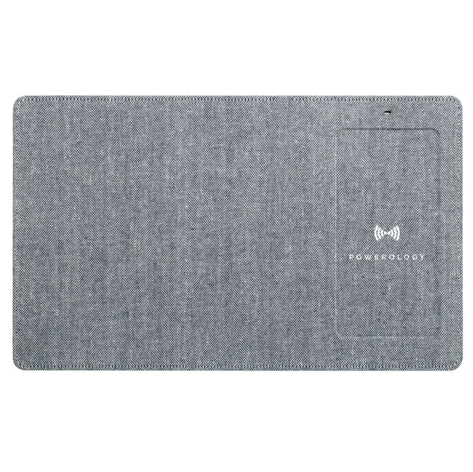 Powerology Fabric Qi Wireless Charging Mouse Pad 10W, Case-Friendly, Fast Wireless Charging Mouse Mat Compatible for 12/12 Pro/12 Pro Max/11/11 Pro/11 Pro Max, Samsung Galaxy S10/S9/S8/Note 10 - Gray Herringbone