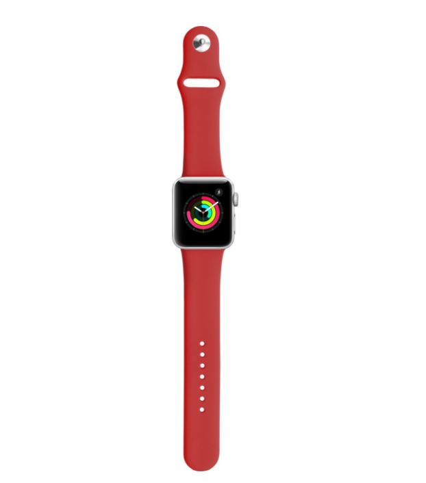 Porodo iGuard Silicone Watch Band Compatible for Apple Watch 38/ 40/ 41mm -Red