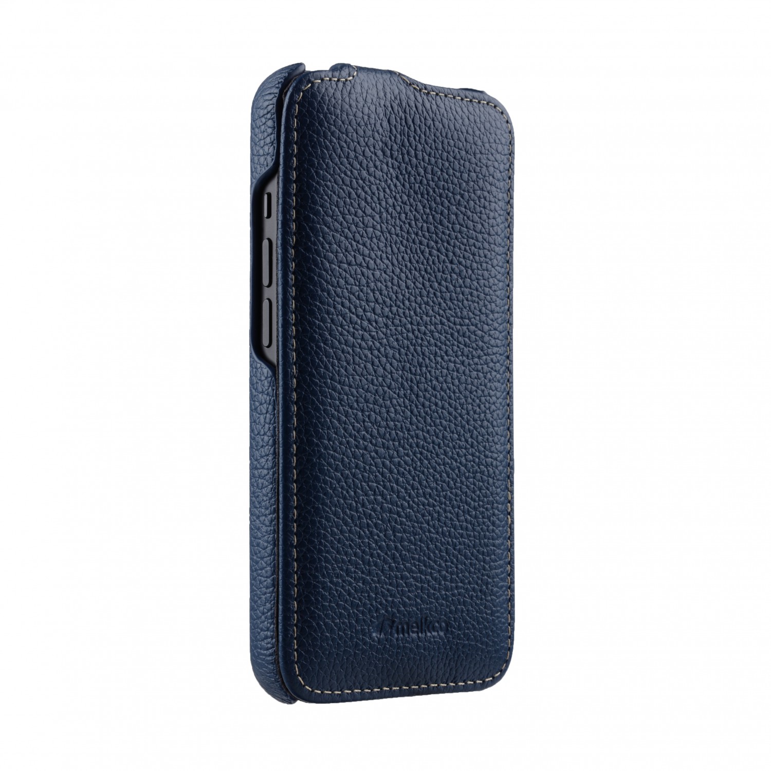 Melkco Jacka Series Lai Chee Pattern Premium Leather  Cover Case for Apple iPhone 13 Pro (6.1") - (Dark Blue LC)