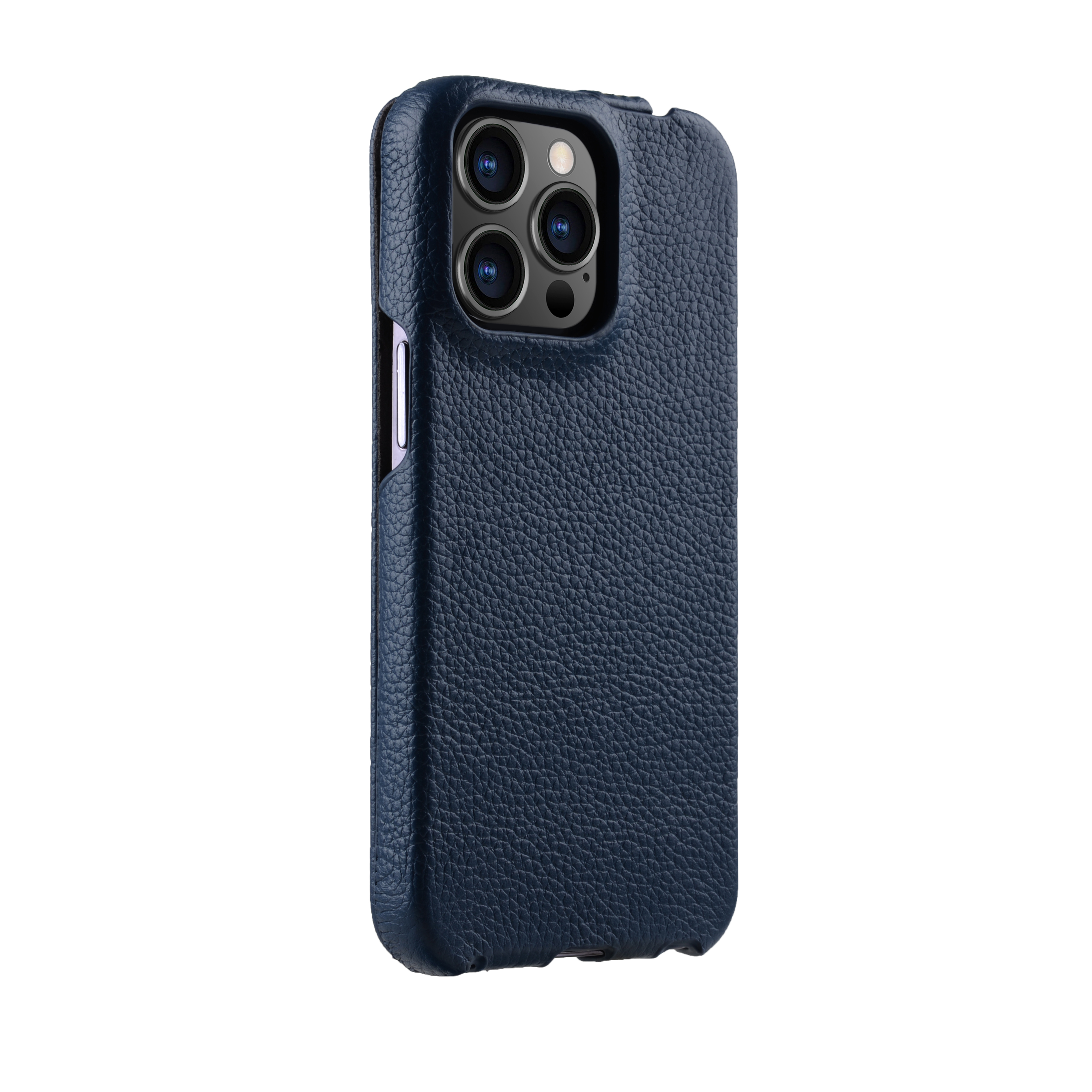 Melkco Jacka Series Lai Chee Pattern Premium Leather  Cover Case for Apple iPhone 13 Pro Max (6.7") - (Dark Blue LC)