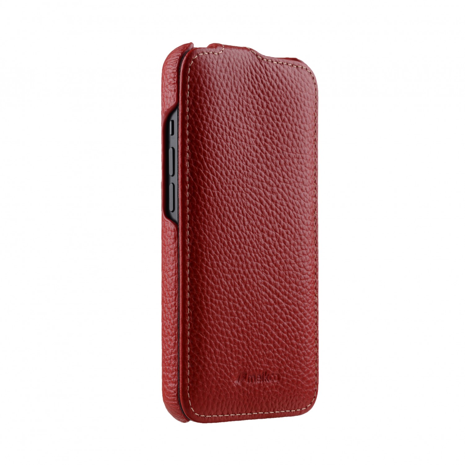 Melkco Jacka Series Lai Chee Pattern Premium Leather  Cover Case for Apple iPhone 13 Pro (6.1") - (Red LC)