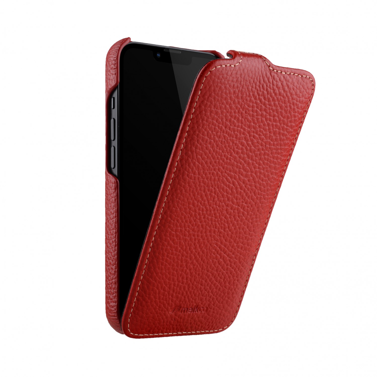 Melkco Jacka Series Lai Chee Pattern Premium Leather  Cover Case for Apple iPhone 13 Pro (6.1") - (Red LC)