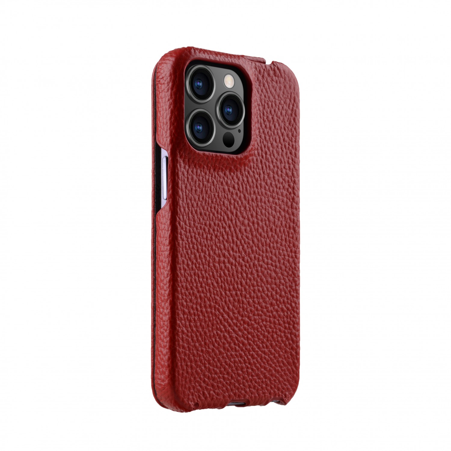 Melkco Jacka Series Lai Chee Pattern Premium Leather  Cover Case for Apple iPhone 13 Pro Max (6.7") - (Red LC)