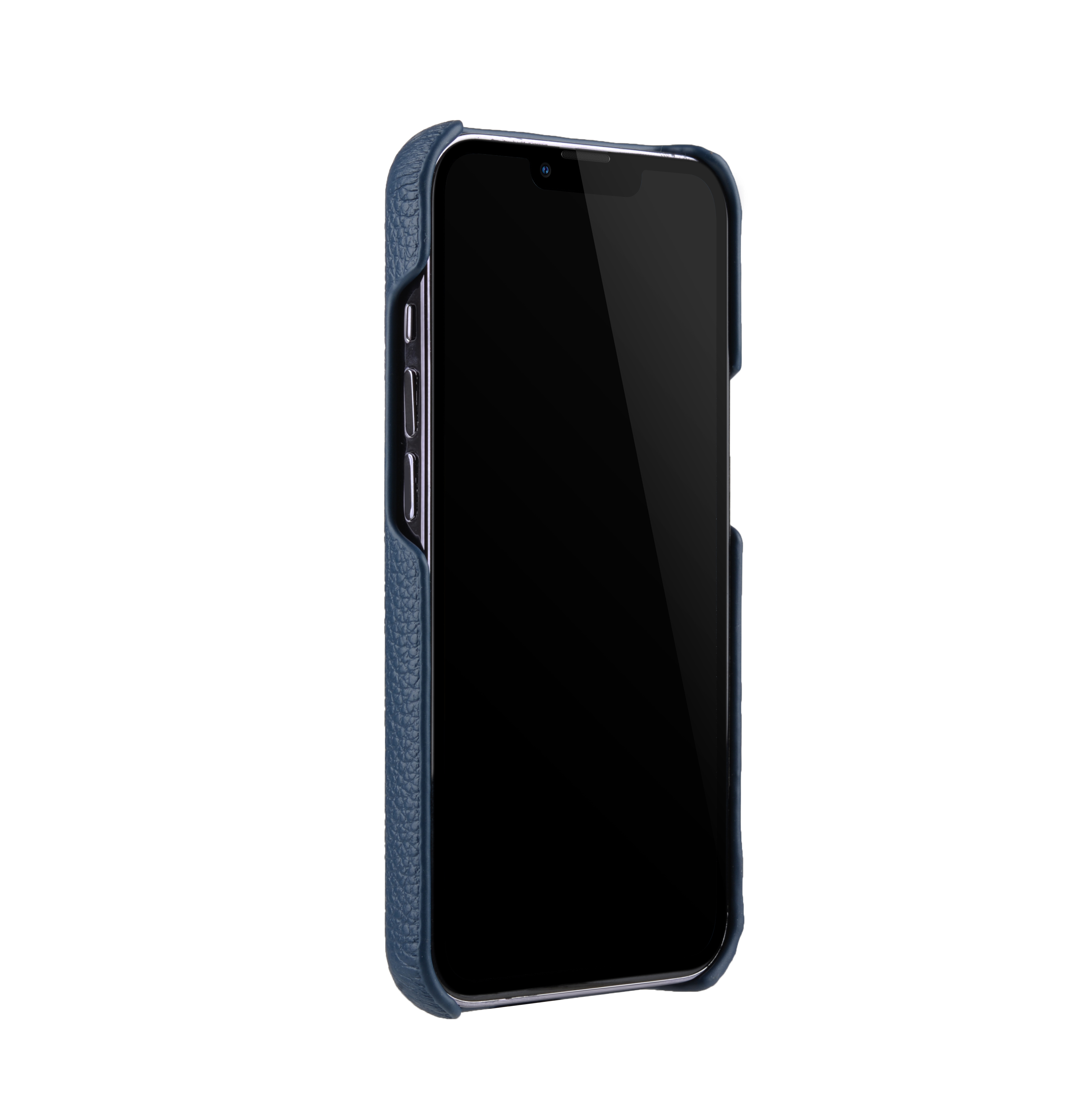 Melkco Back Snap Series Lai Chee Pattern Premium Leather Snap Cover Case for Apple iPhone 13 Pro (6.1") - (Dark Blue LC)