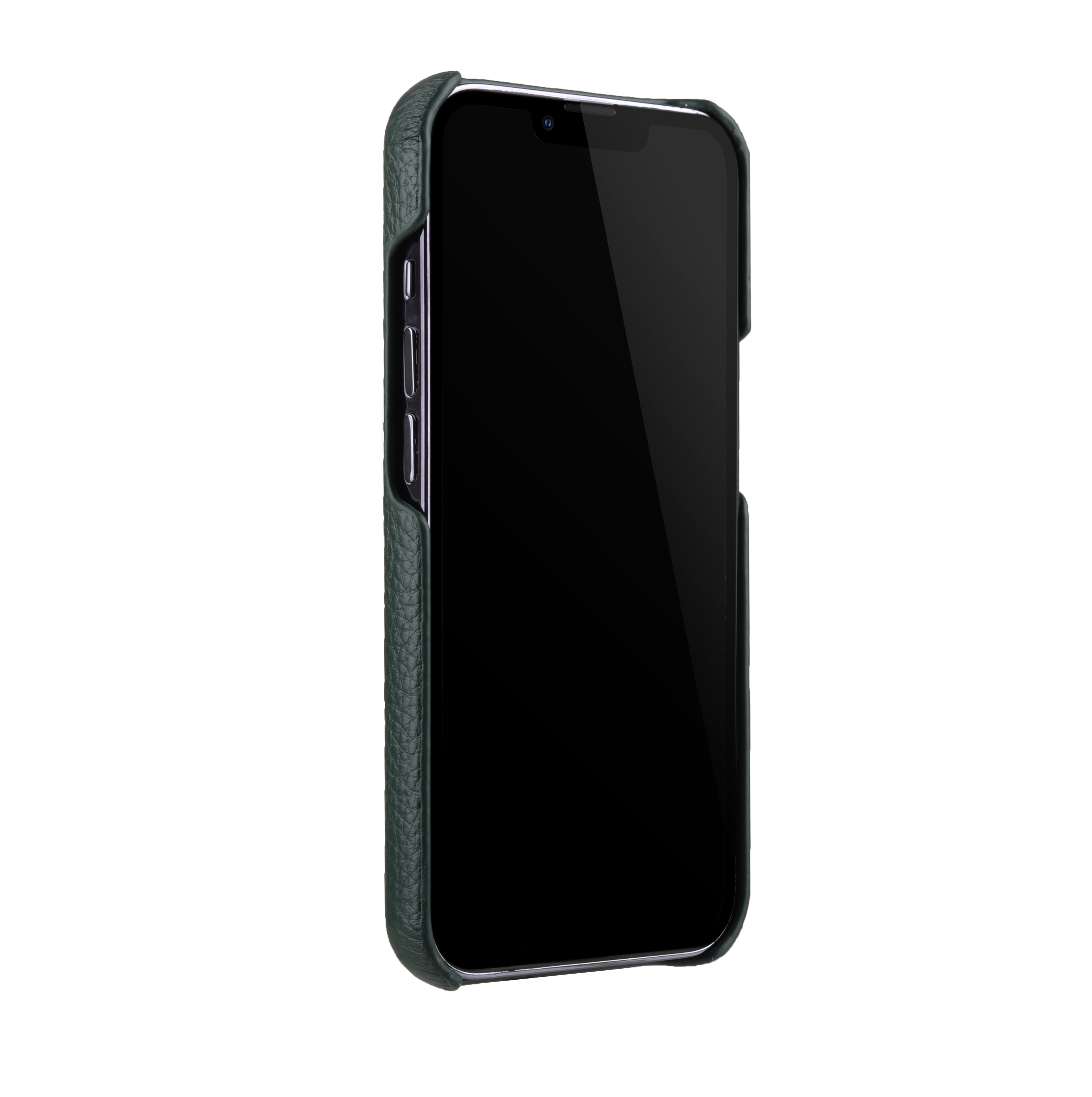 Melkco Back Snap Series Lai Chee Pattern Premium Leather Snap Cover Case for Apple iPhone 13 Pro (6.1") - (Dark Green LC)