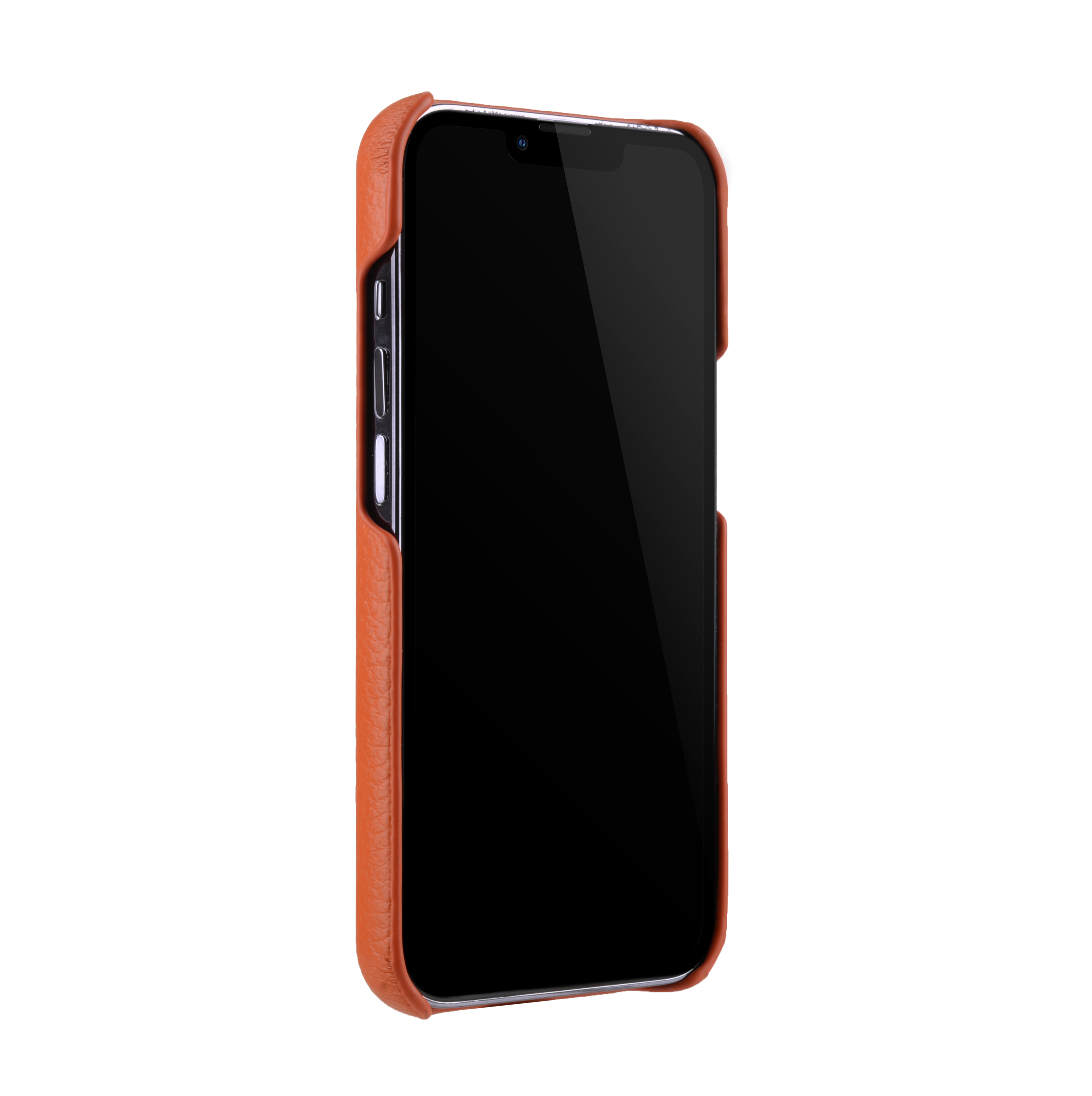 Melkco Back Snap Series Lai Chee Pattern Premium Leather Snap Cover Case for Apple iPhone 13 Pro (6.1") - (Orange LC)