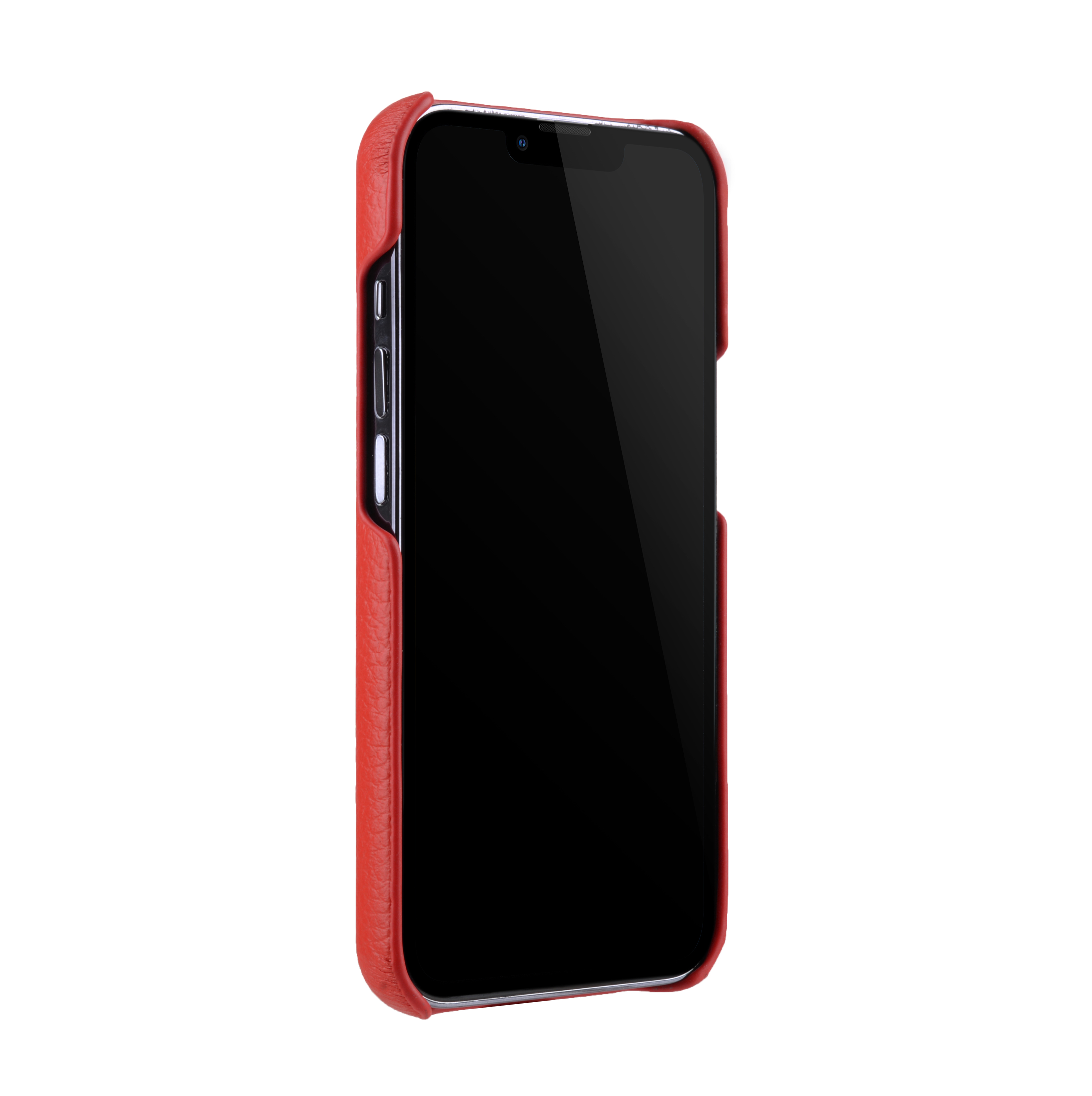 Melkco Back Snap Series Lai Chee Pattern Premium Leather Snap Cover Case for Apple iPhone 13 Pro (6.1") - (Red LC)