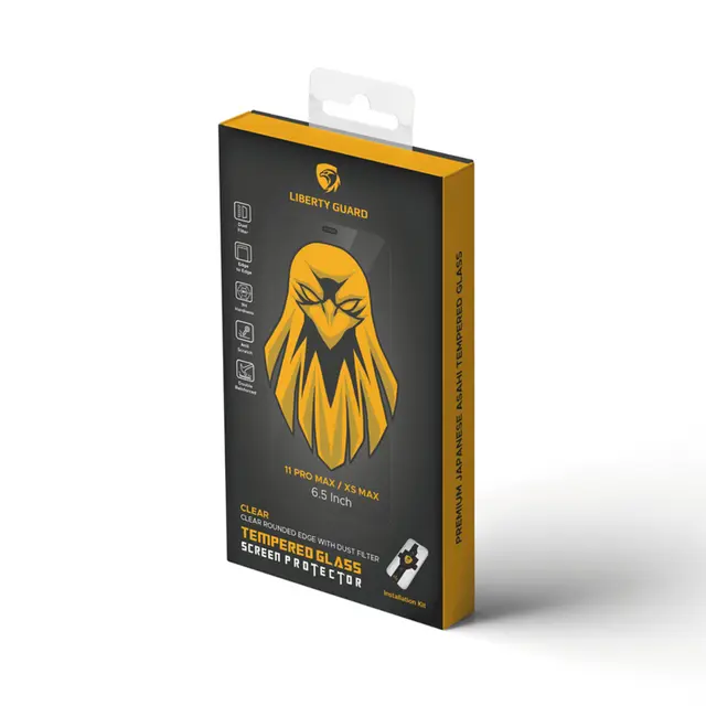 واقي شاشة ليبرتي جارد كامل الحواف المستديرة لهاتف iPhone 11 Pro Max مع فلتر للغبار، مضاد لبصمات الأصابع، معزز بشكل مزدوج - شفاف