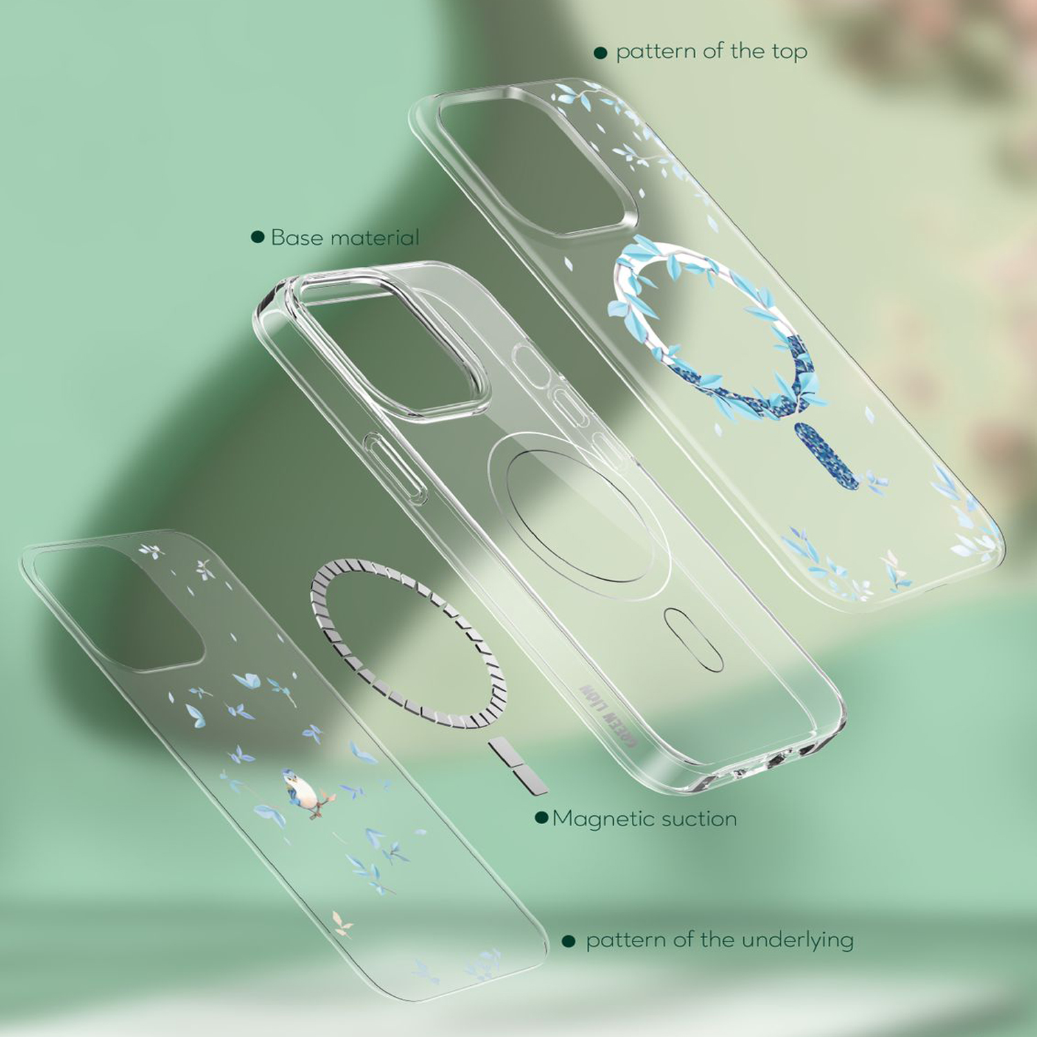 Green Nature Series Magsafe Transparent Case 
