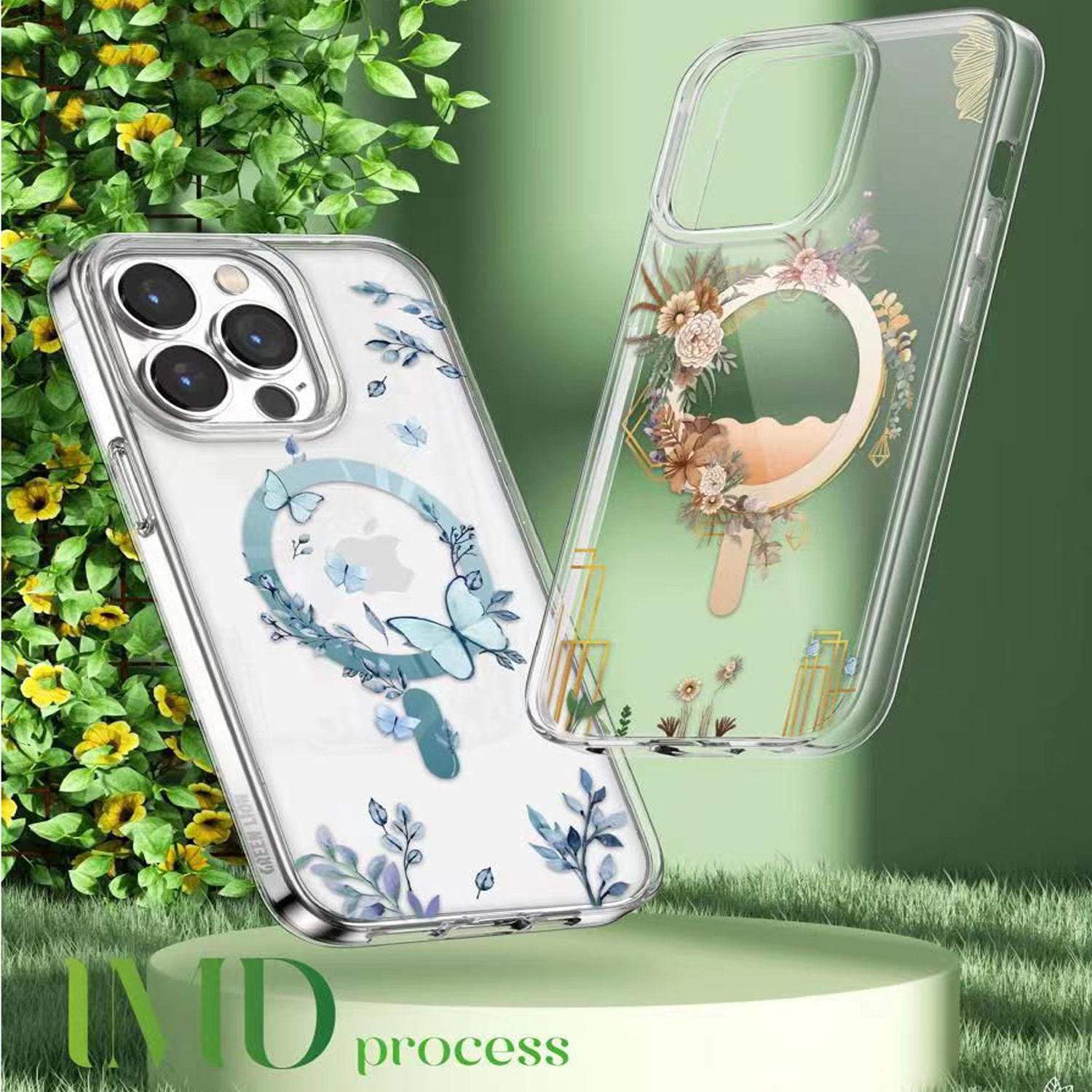 Green Nature Series Magsafe Transparent Case 